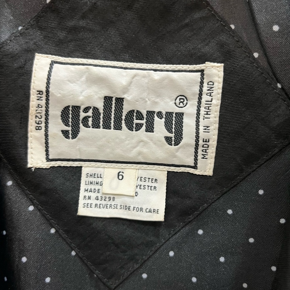 Gallery Trench Coat Women 6 Black Good Vintage Belted Polka Dot Lining - Picture 7 of 8